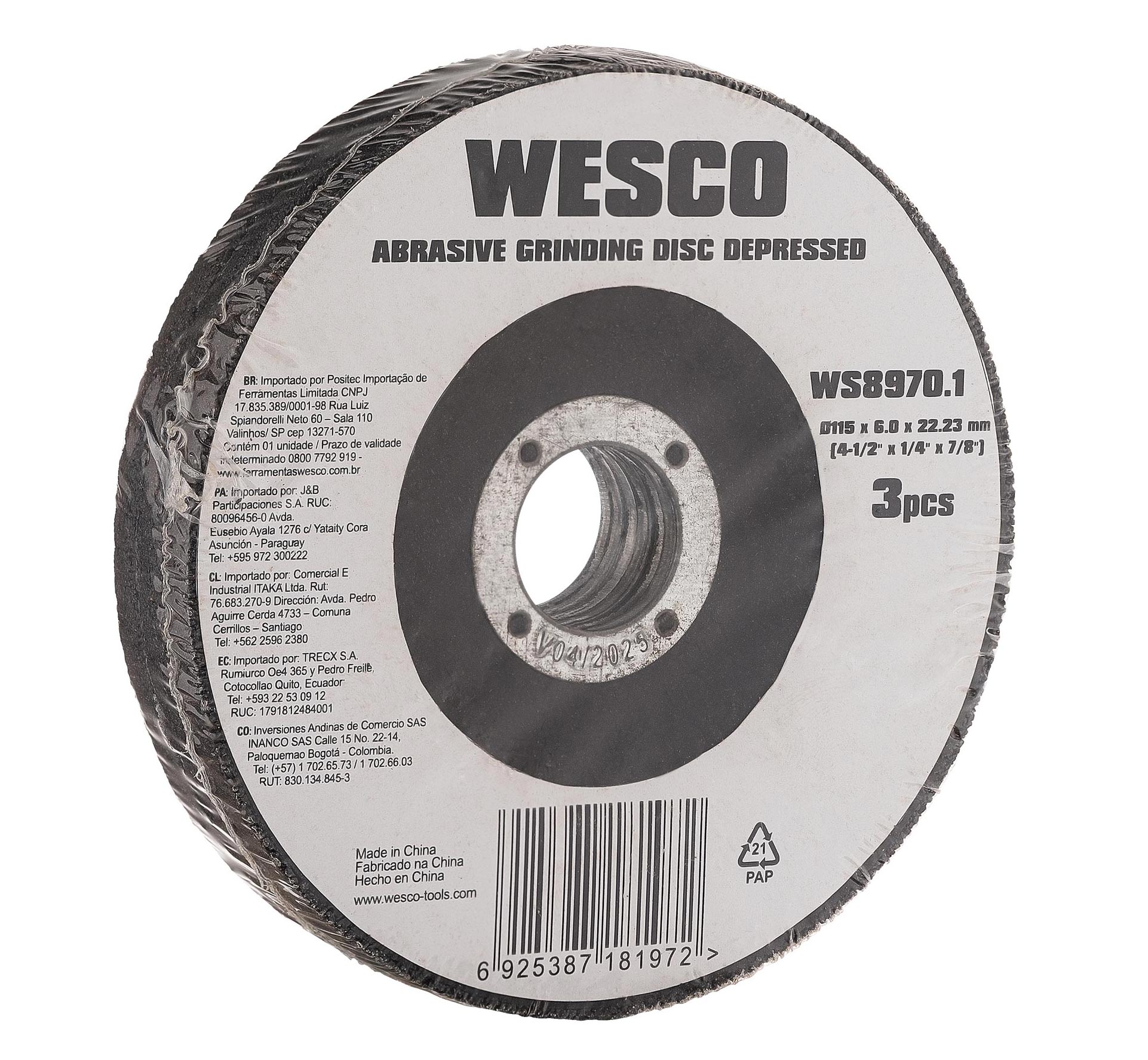WESCO (DISCO DE DESBASTE WS8970.1) 115,0 X 6,0 X 22,2 C/3