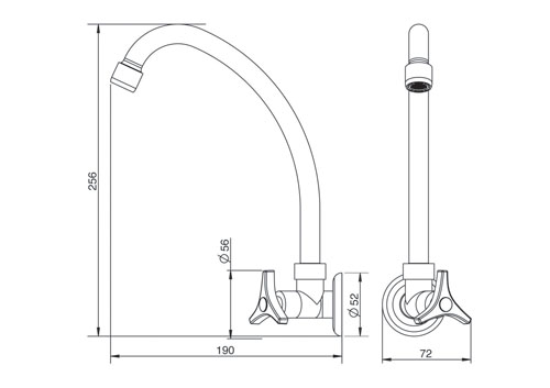 TORNEIRA LORENZETTI 1168 C-30 PIA B. MOVEL PAREDE LORENWAY