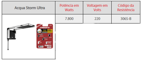 CHUVEIRO LORENZETTI ACQUA STORM BLACK/CROMADO ULTRA ELETR. 220V 7800W