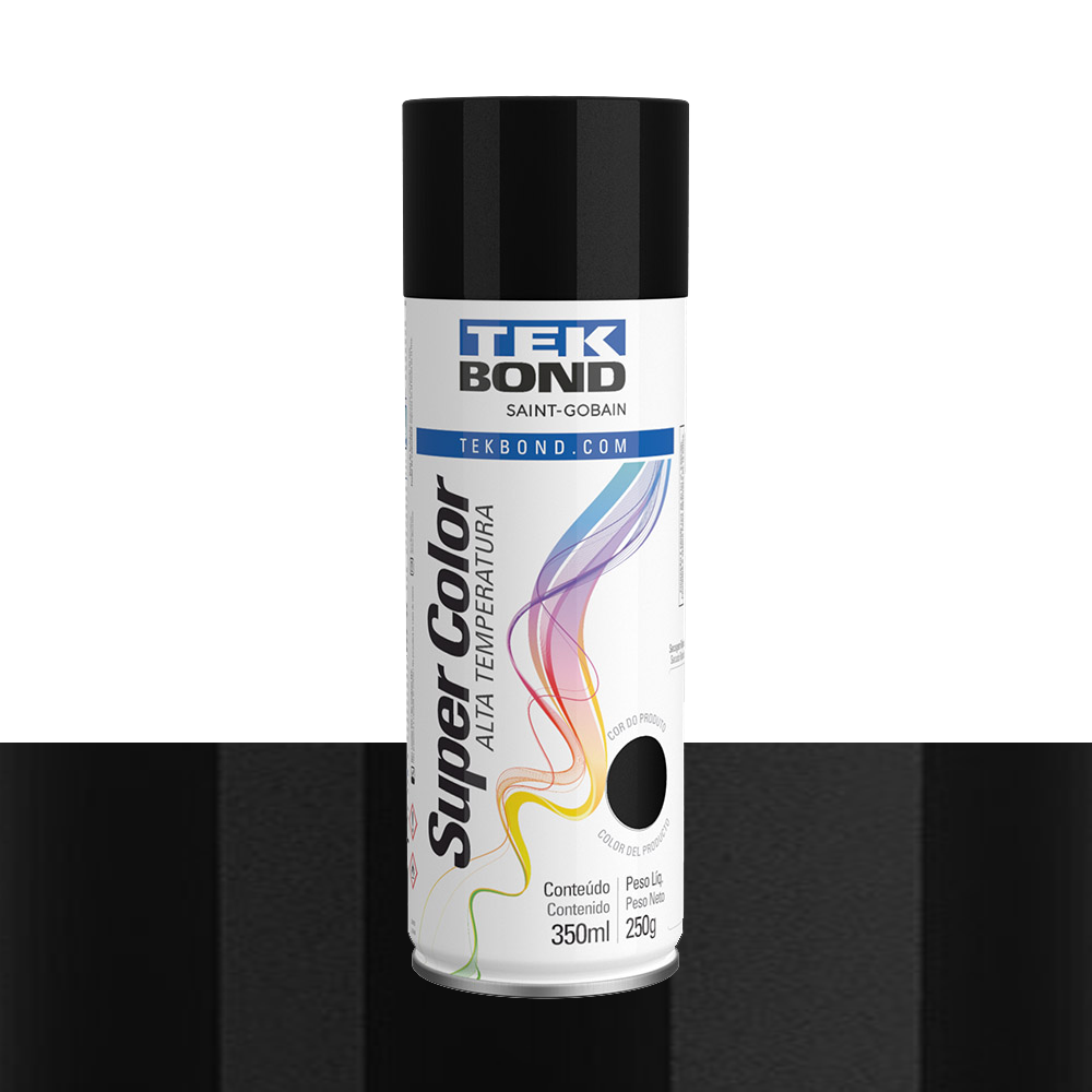 TINTA SPRAY TEK BOND A/TEMPERATURA PRETO BRILHANTE 350ML/250GR