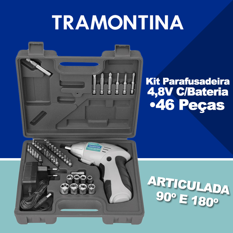 PARAFUSADEIRA BATERIA TRAMONTINA  4,8V C/46 PC (42380/046)